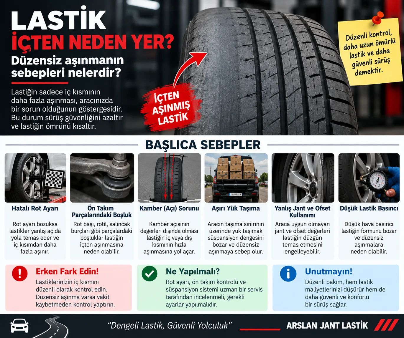 Lastik İçten Neden Yer? Düzensiz Aşınma Nedenleri ve Çözümü