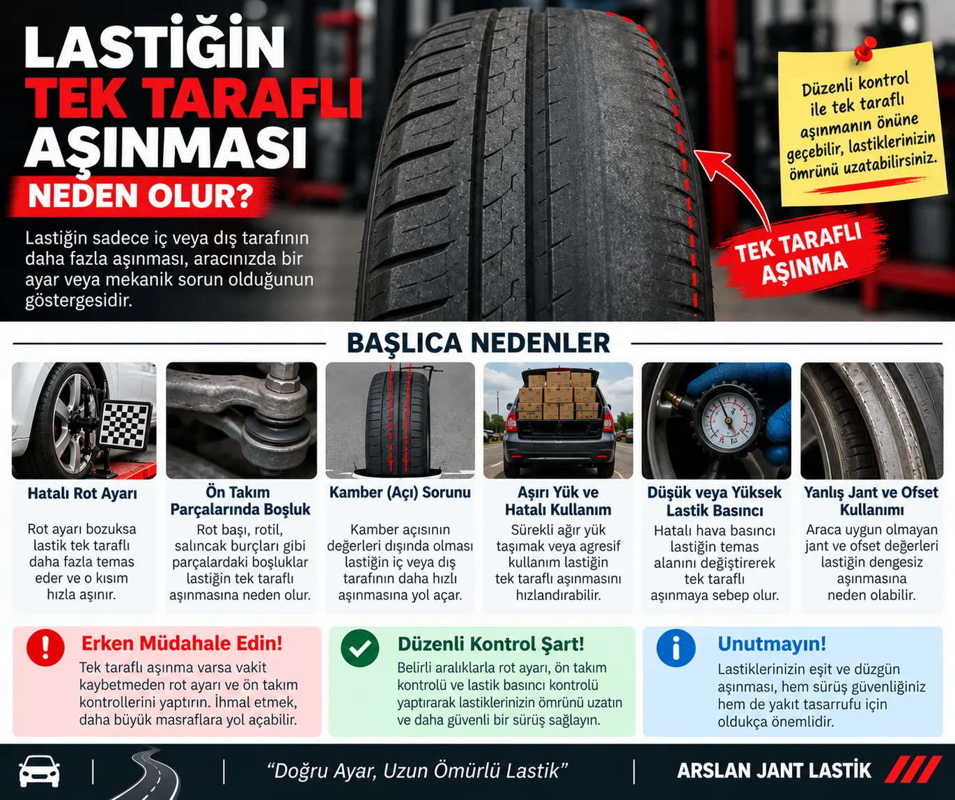 Lastiğin Tek Taraflı Aşınması Neden Olur? (Nedeni ve Çözümü)