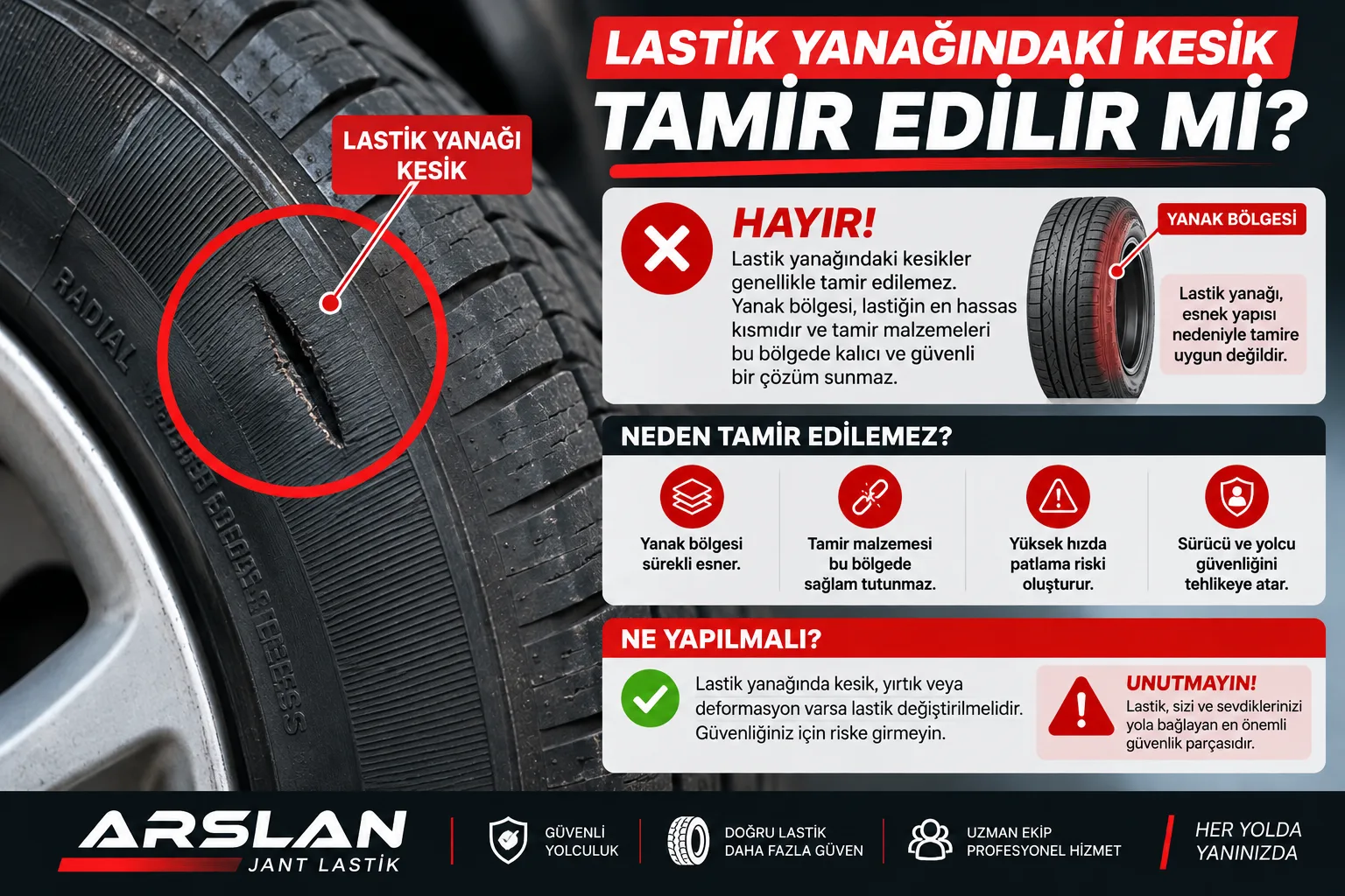 Lastik Yanağındaki Kesik Tamir Edilir mi? (Güvenlik Uyarısı)