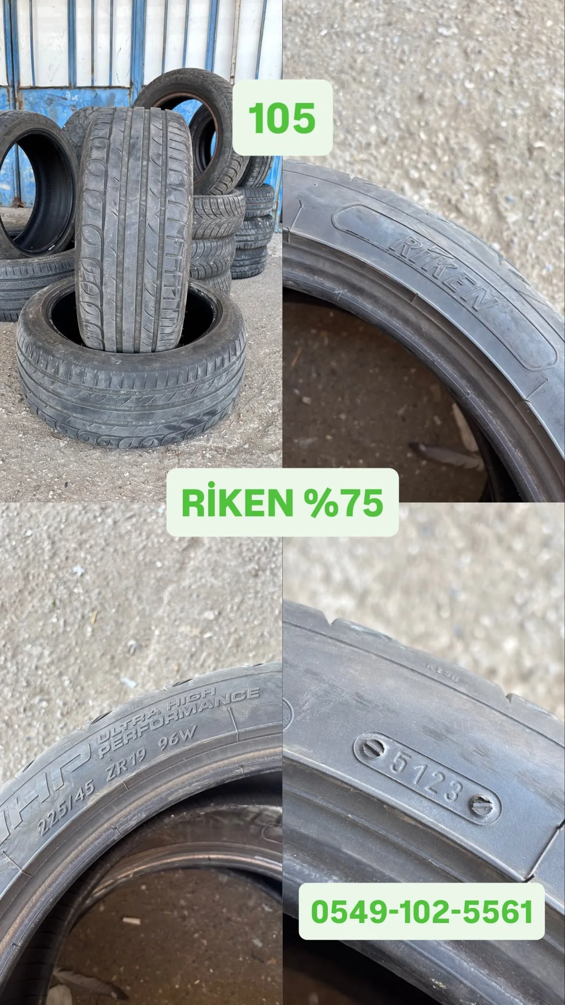 225/45ZR19 69W RİKEN (Y23) 2 ADET